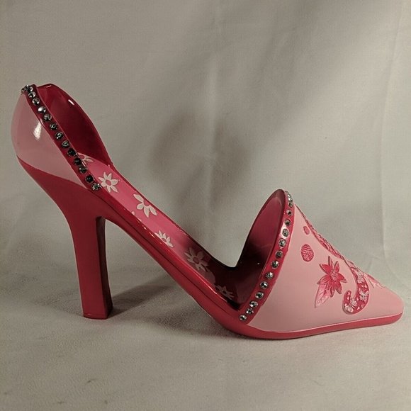 Breast Cancer Awareness Pink Ribbon Stiletto High Heel Bottle Holder Rest Wine - Picture 5 of 16